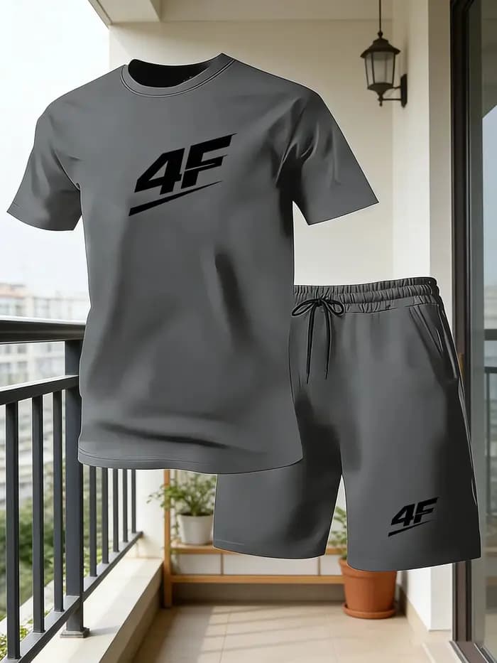 Ensemble deux pièces décontracté pour homme : T-shirt et short respirant à manches courtes, coupe dé