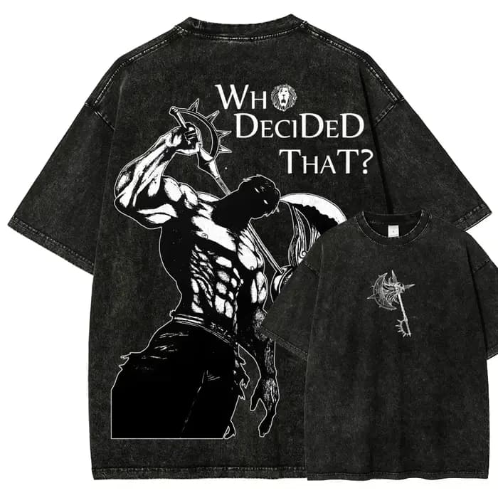 T-shirt imprimé graphique Escanor des sept péchés capitaux, style anime japonais, pour hommes et fem