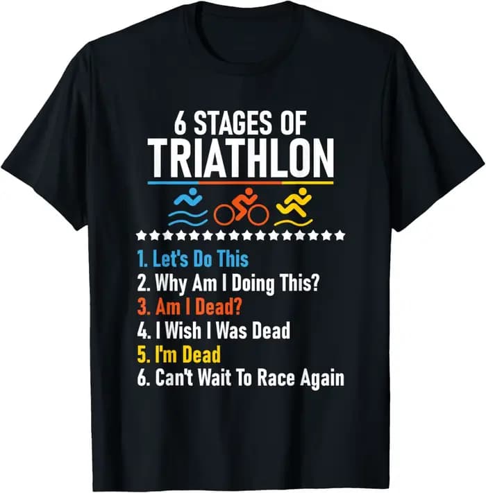 6 étapes de Triathlon-athlète course natation cyclisme T-Shirt imprimé sur demande Streetwear