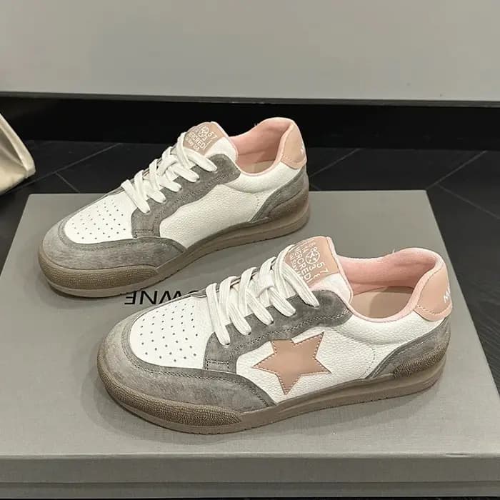 Nouvelles baskets pour femmes automne 2024, couleur contrastée, semelle épaisse, décontractées, mode polyvalente, chaussures à lacets, chaussures de ville pour femmes