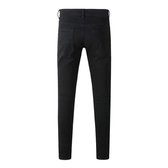 Y2Kfashion nouveau jean de haute qualité avec patchs rouges plissés, coupe slim élastique, jean bleu
