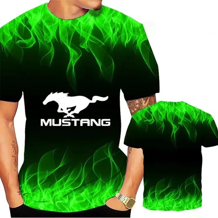 Le design artistique Mustang cool et à la mode 3D crée des manches courtes de sport confortables et respirantes