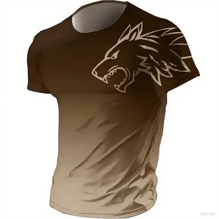 T-shirts pour Hommes Sportswear Fitness Été 2026 Vintage T-shirt Homme Imprimé 3D Séchage Rapide Dégradé Motif Animal Loup Manches Courtes