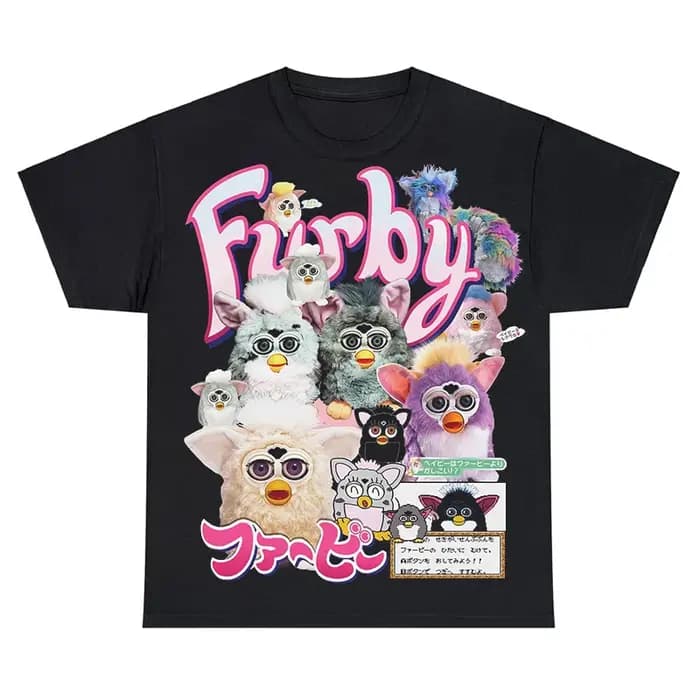 Furby T-Shirt hommes femmes 100% coton grande taille mode col rond décontracté Streetwear Harajuku Vintage Cool surdimensionné unisexe t-shirts