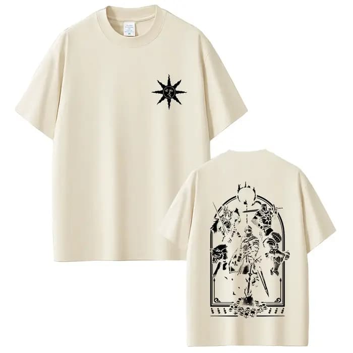 Jeu âmes sombres éloge du soleil T-shirt graphique hommes femmes Vintage gothique Rock T-shirts