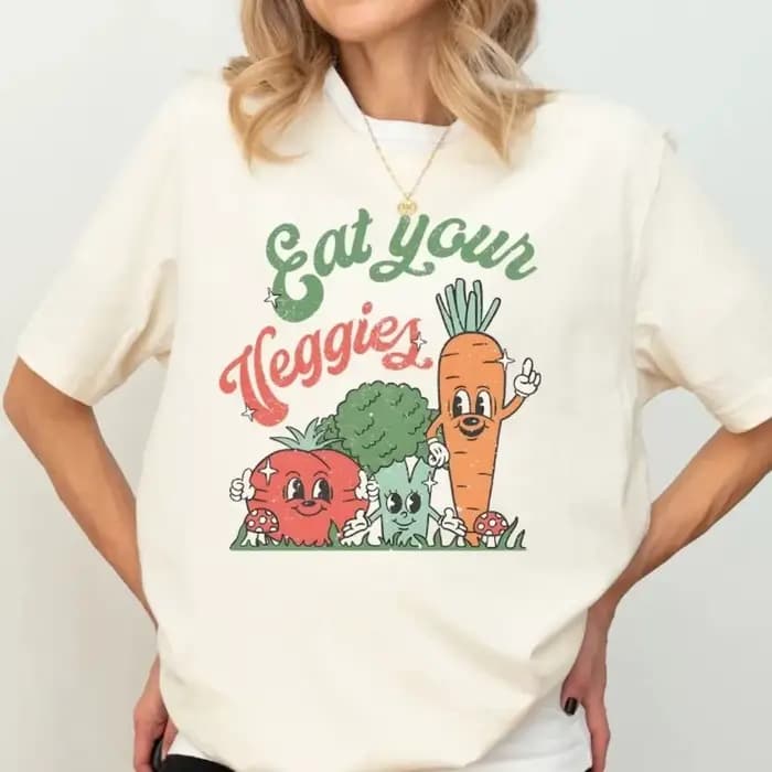 T-shirt rétro « Mangez vos légumes »