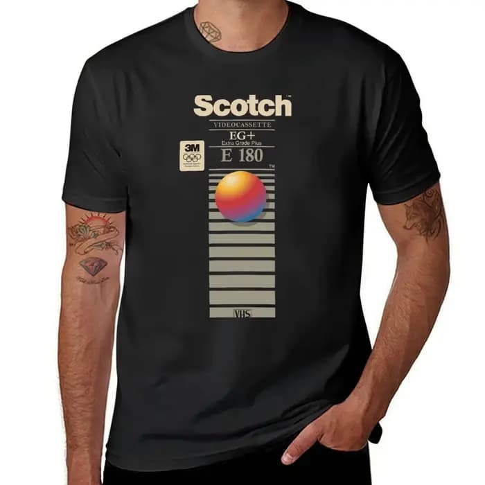 VHS Scotch E180 T-Shirt pour hommes, vêtements hiphélicoptère, vêtements Kawaii, sweat-shirts