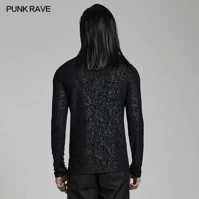 PUNK RAVE-T-shirt gothique à col roulé pour homme