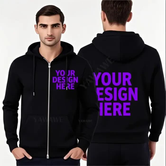 Sweat à capuche pour homme Pull essentiel personnalisé Logo noir Here