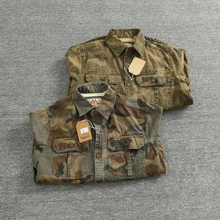 Chemise camouflage décontractée en coton pour hommes