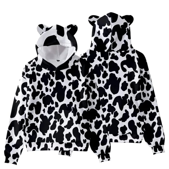 Sweat à capuche imprimé vache pour femmes