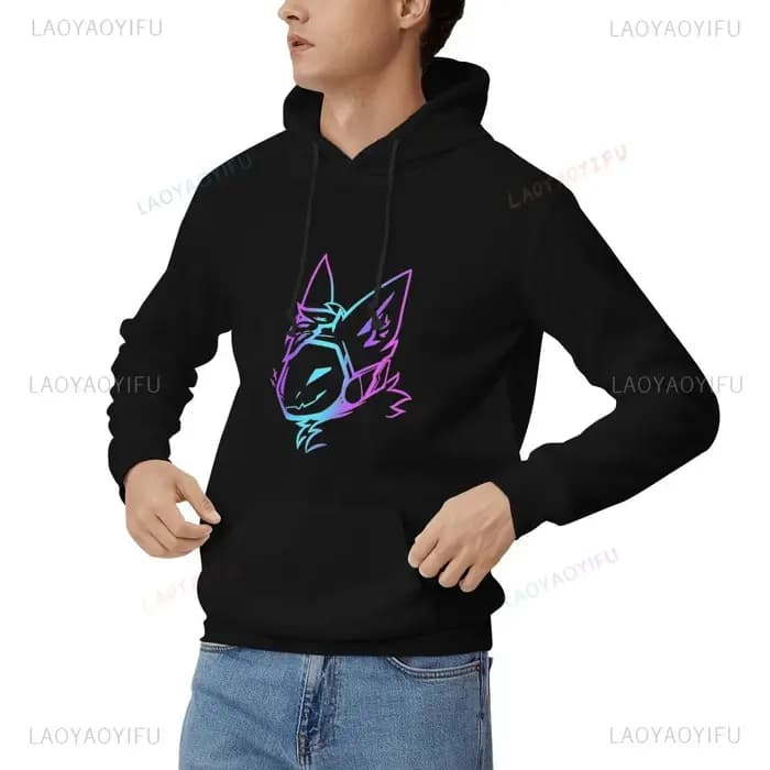 Groovy Protogen buste Lineart Anime graphique sweat à capuche unisexe surdimensionné Streetwear Y2K esthétique Cyber Kawaii Gamer vêtements