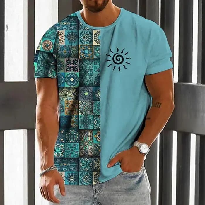 Vintage Style ethnique hommes T-Shirt mode d'été 3D imprimé