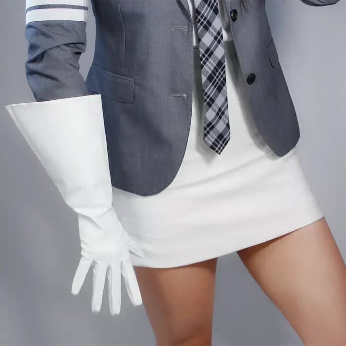 DooWay – gants unisexes en cuir blanc, manches larges, coude de 38cm, Long, Faux PU, Costume de Cosp