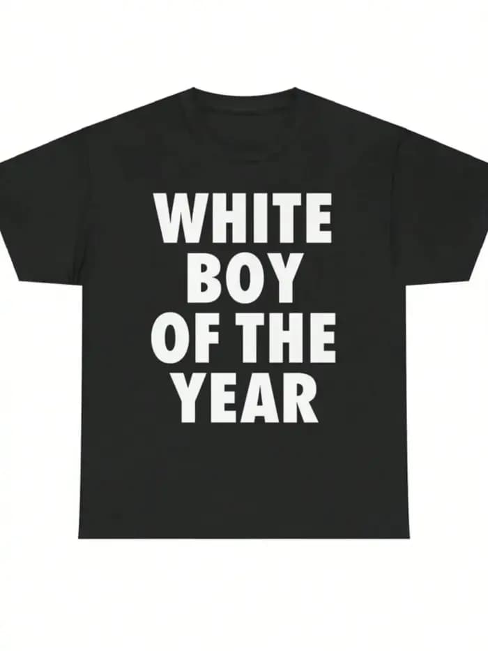 Blanc garçon de l'année t-shirts coton imprimé à manches courtes T-shirt rétro décontracté Streetwear Vintage