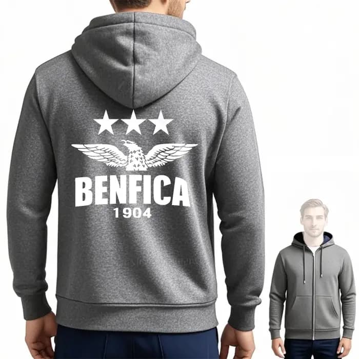 Rock sweat à capuche automne garçons pulls Benfica Logo avec étoiles imprimé homme fermeture éclair décontracté hauts à