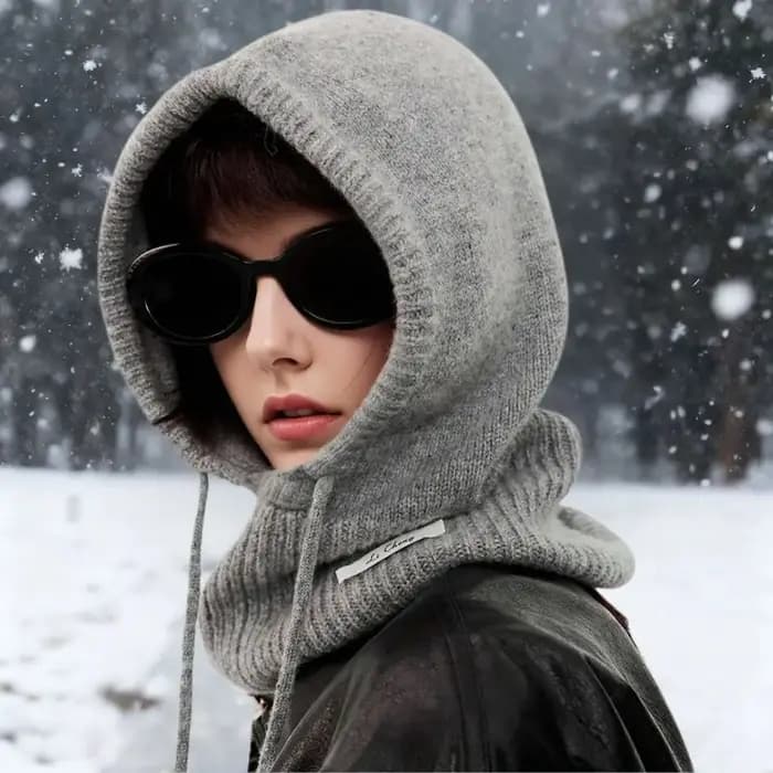 Casquettes à capuche tricotées femmes hommes hiver cou couverture cagoule chapeaux extérieur chaud laine cordon
