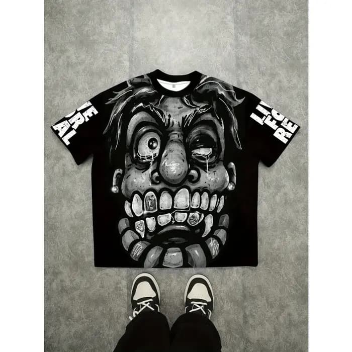 T-shirt à motif de dessin animé abstrait pour hommes
