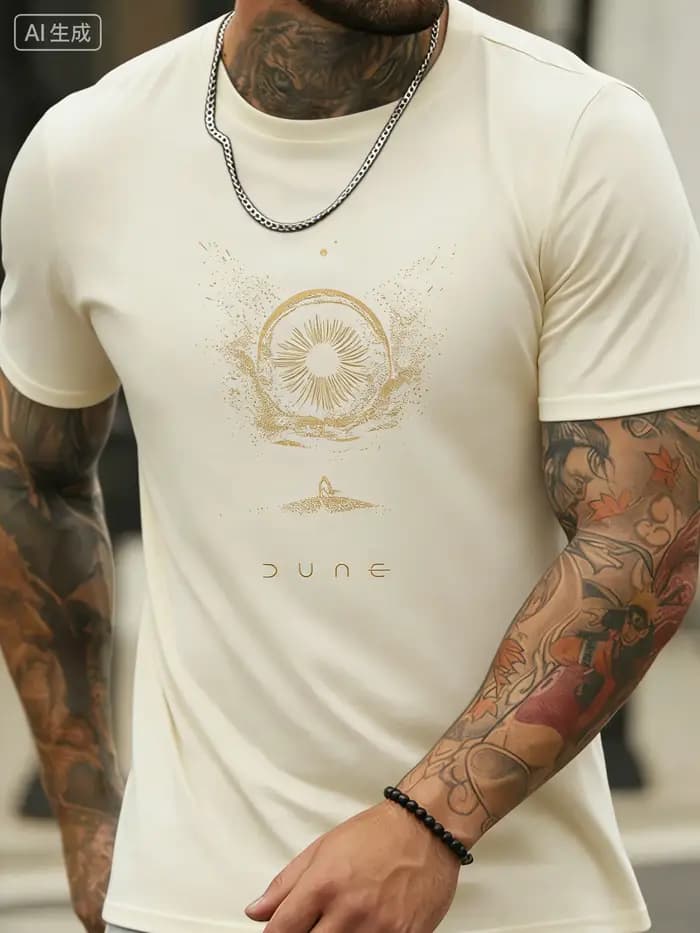 T-shirt pour homme au style unique inspiré de la science-fiction classique d'été « Dune »