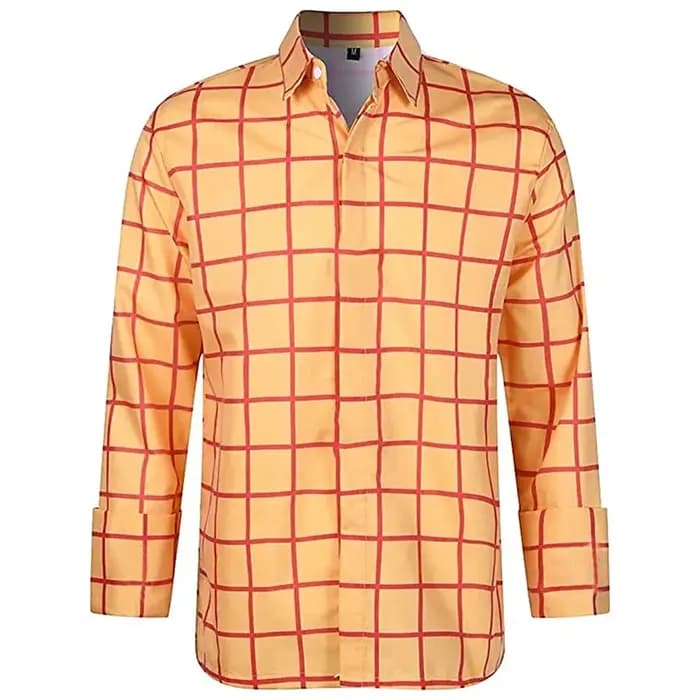 Chemise à manches longues pour hommes, couleur à carreaux décontractée, chemise à revers imprimée en