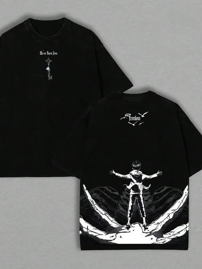 Eren Jaeger Freedom graphique t-shirt attaque sur Titan Manga vêtements hommes femmes coton T-shirts