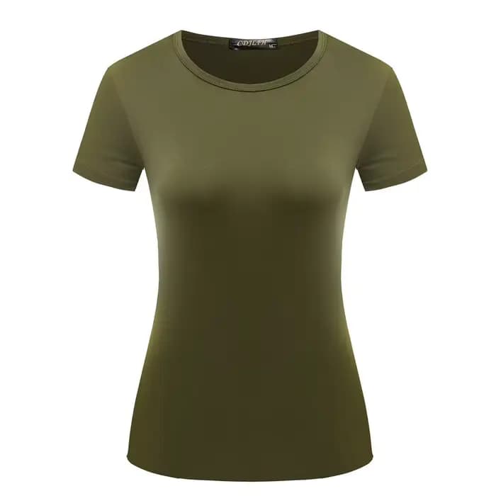 Femmes manches courtes T-shirt chemise à bascule col rond