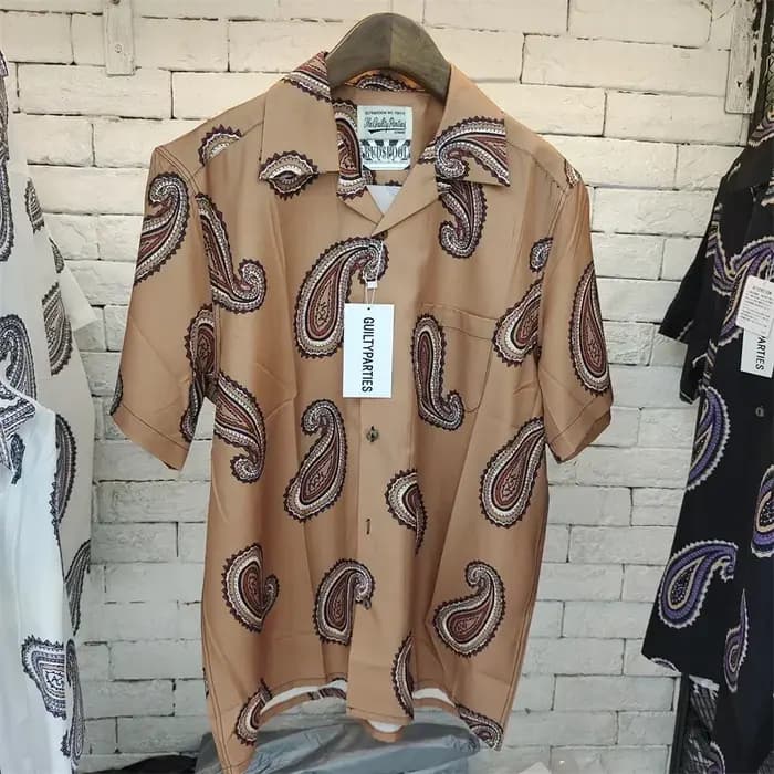 Chemise à manches courtes pour hommes, vêtements de travail japonais avec logo textuel brodé, couleu