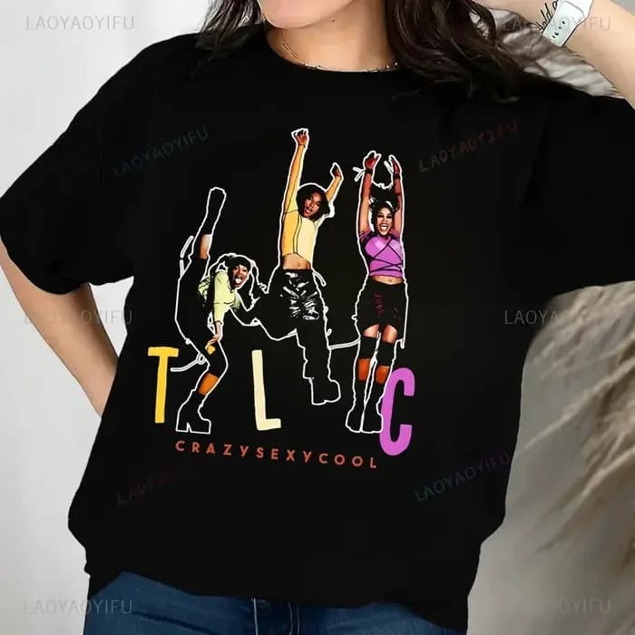 T-shirt imprimé vintage des années 90 du groupe TLC