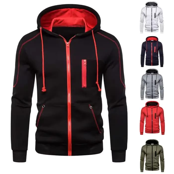 Sweat à capuche pour hommes noir blanc armée vert rouge