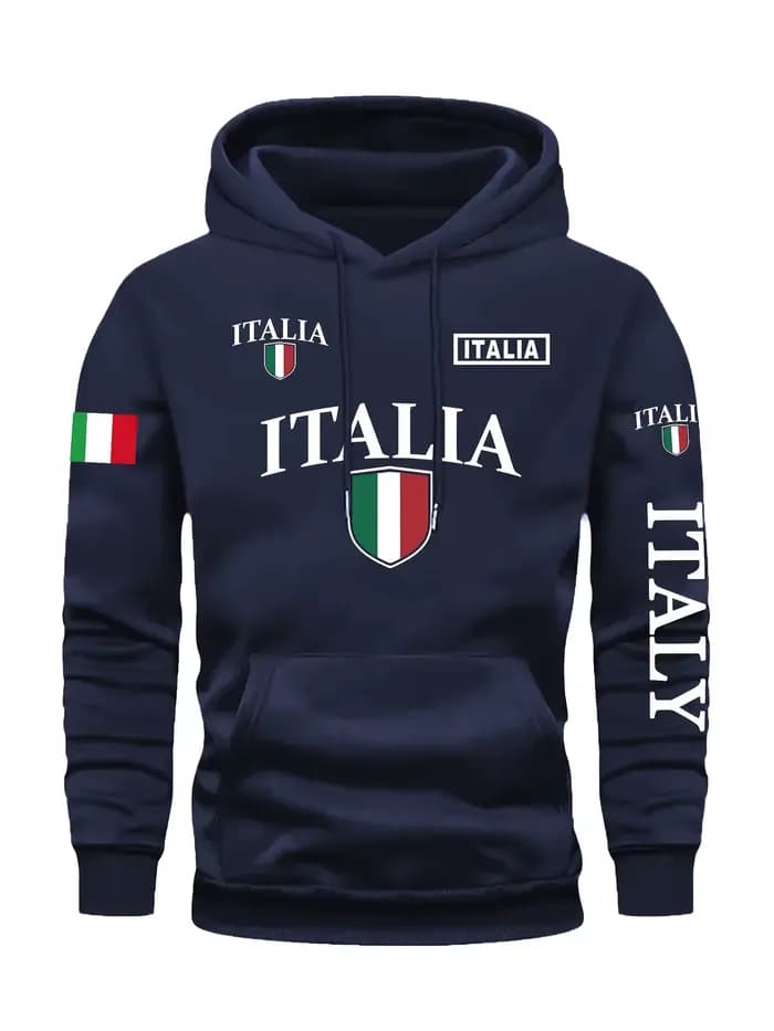 Sweat-shirt à capuche pour hommes et femmes, avec lettres imprimées, drapeau italien, automne hiver,