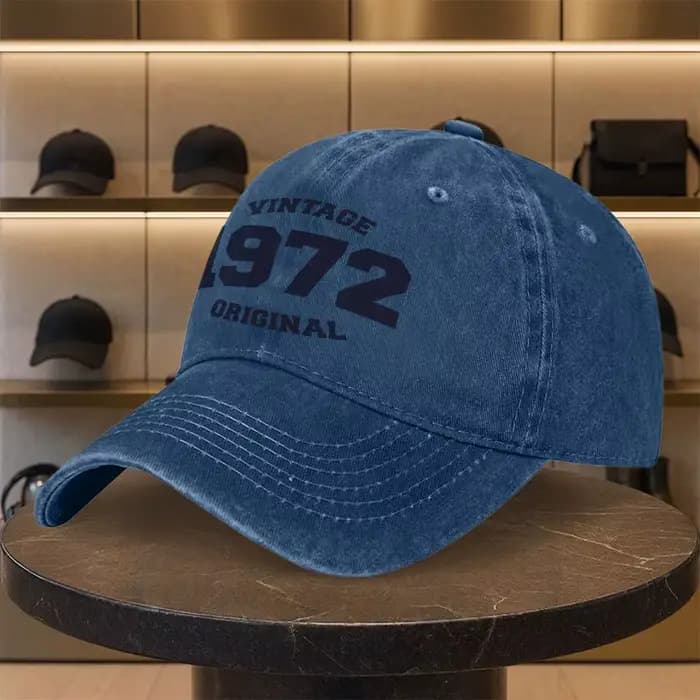Casquette de baseball unisexe délavée à imprimé numérique vintage 1972