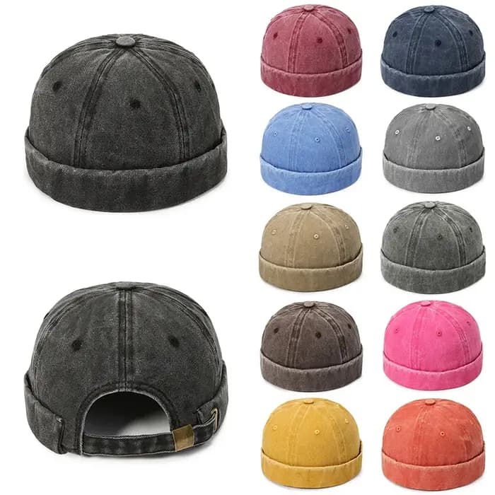 Hommes Denim Hip Hop chapeaux Skullies Casquette été Bonnet chapeau sans bride Docker