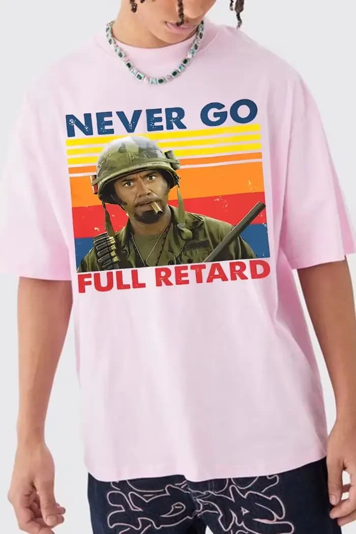 T-shirt imprimé NEVER GO FULL RETARD pour homme et femme