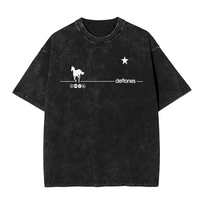 Nouveauté vêtements pour hommes Ohms poney blanc Deftones groupe de Rock lavé à manches courtes col rond Y2k t-shirt