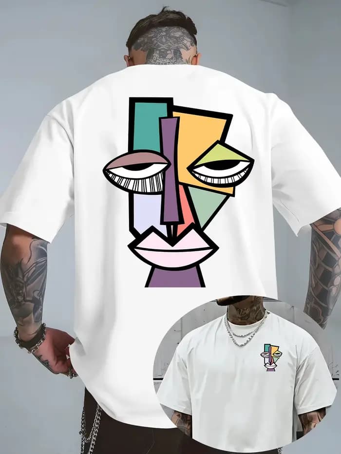 T-shirts pour hommes et femmes style peinture à l'huile Picasso 2026 - Été - Chemises décontractées
