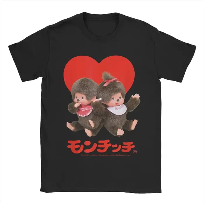 Monchhichi saint valentin mignon petit moelleux Duo T-Shirt pour hommes col rond manches courtes