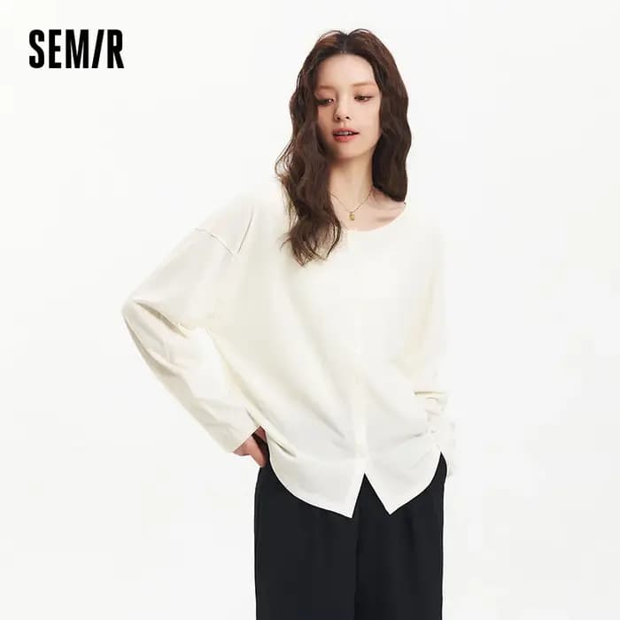 Semir-T-Shirt à Manches sulfet Col en U pour Femme