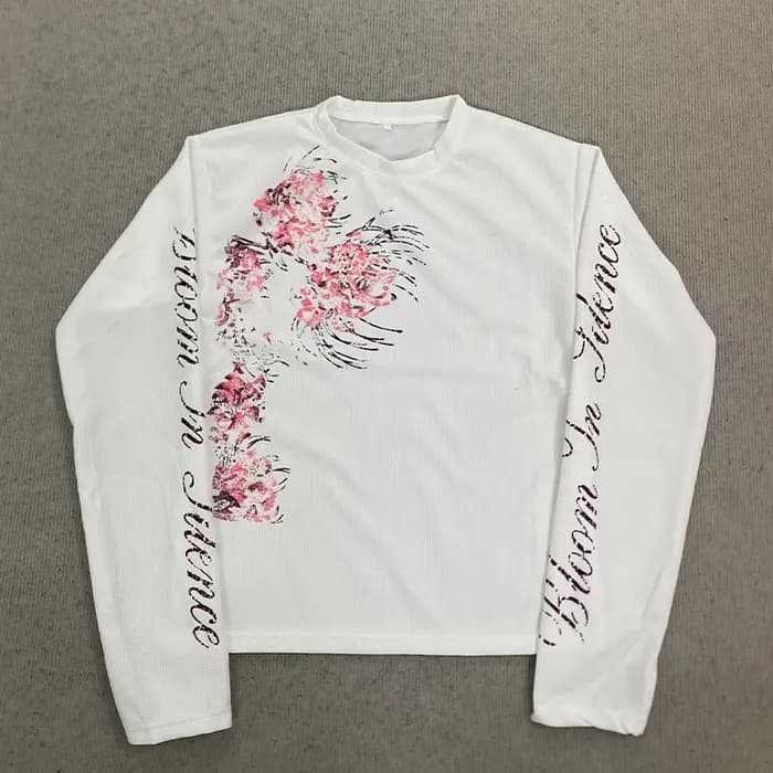 Waffle Tricot À Manches Longues T Shirt Imprimé Graphique Floral Casual Hommes Femmes Streetwear Vêtements De Mode Confortable Respirant Top