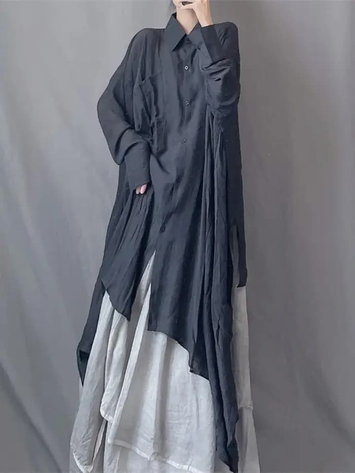DEAT 2025 nouveau mince voir lancer Styles chauve-souris léger ample taille libre chemise longue Blouse