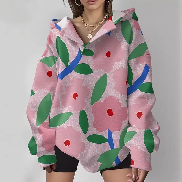 Y2K – sweat à capuche à fleurs roses pour femme