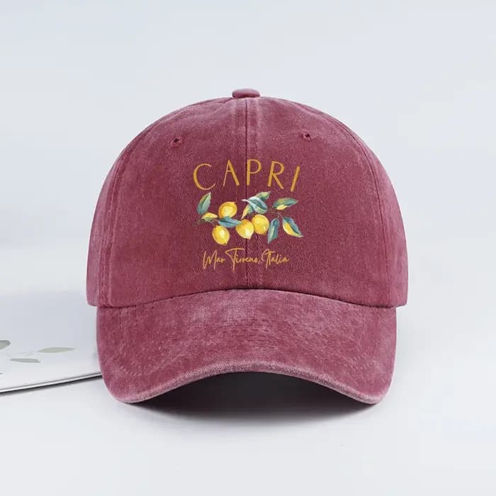 Casquette de baseball vintage délavée avec motif citron