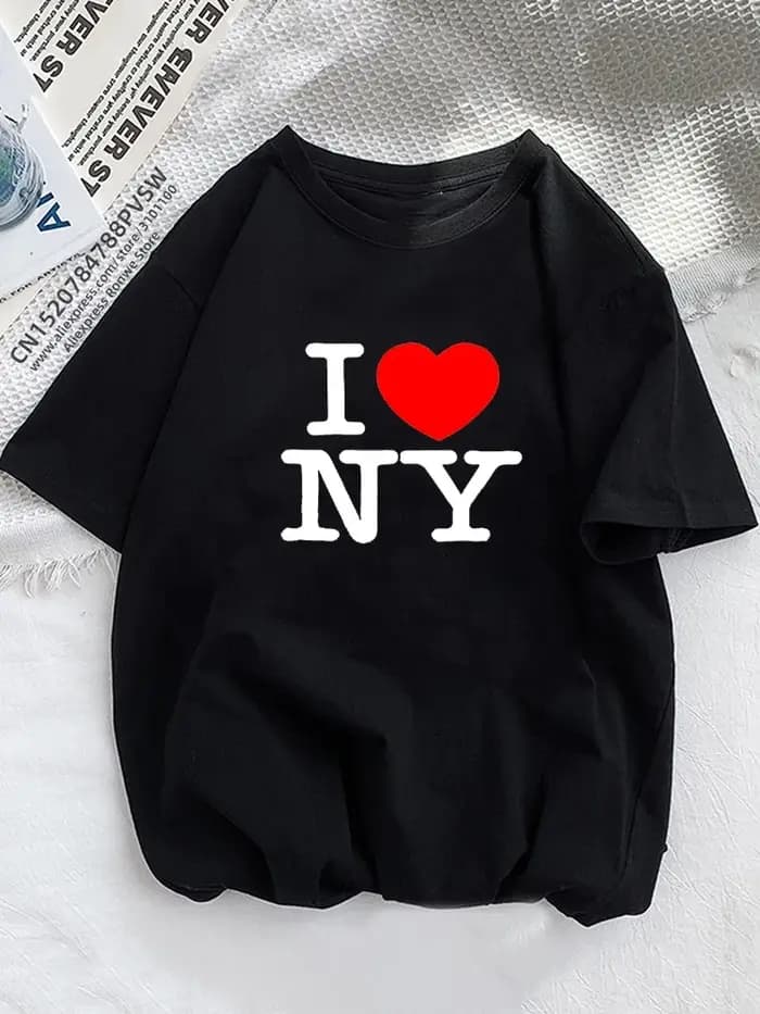 T-shirt graphique I Love NY New York pour femme, noir, rose, rouge, Y2K, Harajuku, vêtements amusant