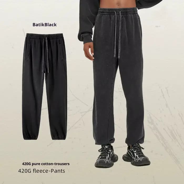 Pantalons de survêtement Joggers femmes hommes Vintage lavage en détresse léger ourlet rond délavé blanc
