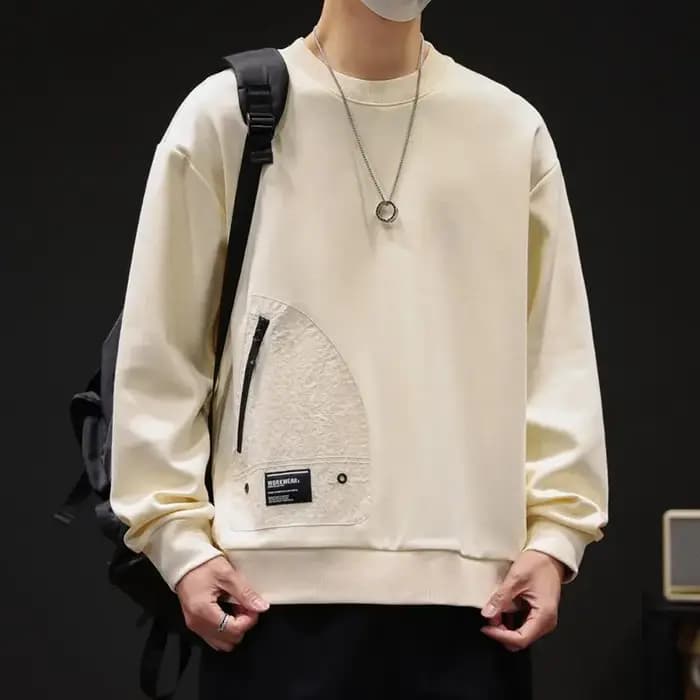 Sweat-shirt à manches longues et col rond pour homme, haut ample et décontracté, imprimé, printemps