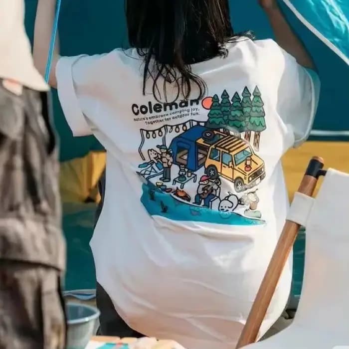 Coleman – T-shirt à manches courtes et col rond pour homme, en coton, décontracté, nouvelle mode été