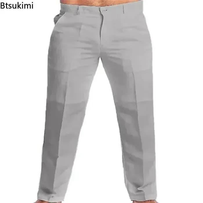 Nouveau Vintage hommes coton lin pantalon respirant confort doux