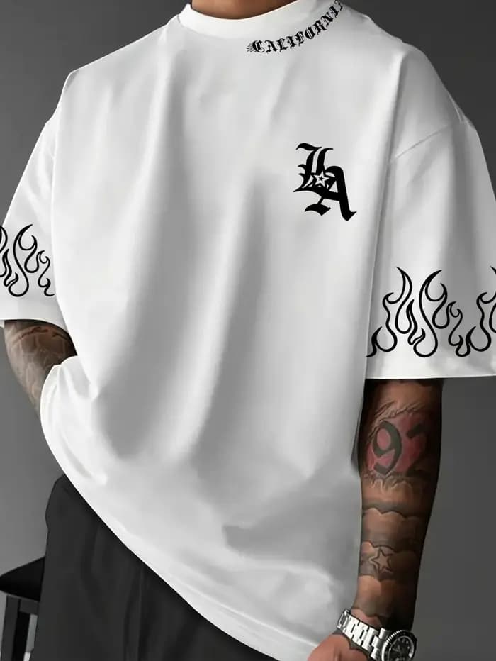 T-shirt graphique flamboyant California "LA" Streetwear