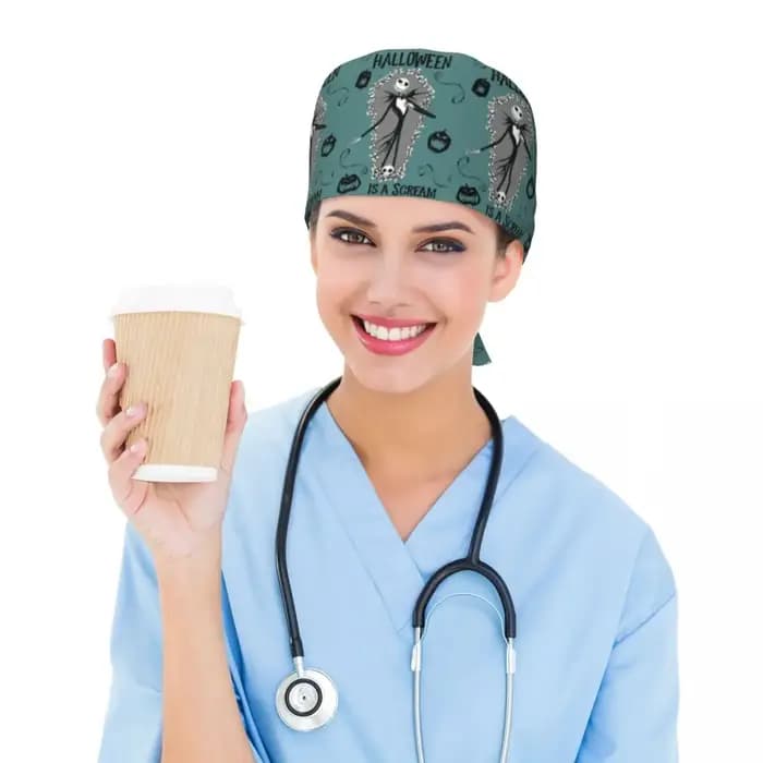 Chapeau de travail Jack Skellington réglable personnalisé pour hommes et femmes, casquettes de gommage, casquette de chirurgien de médecin d'allaitement pour Chef