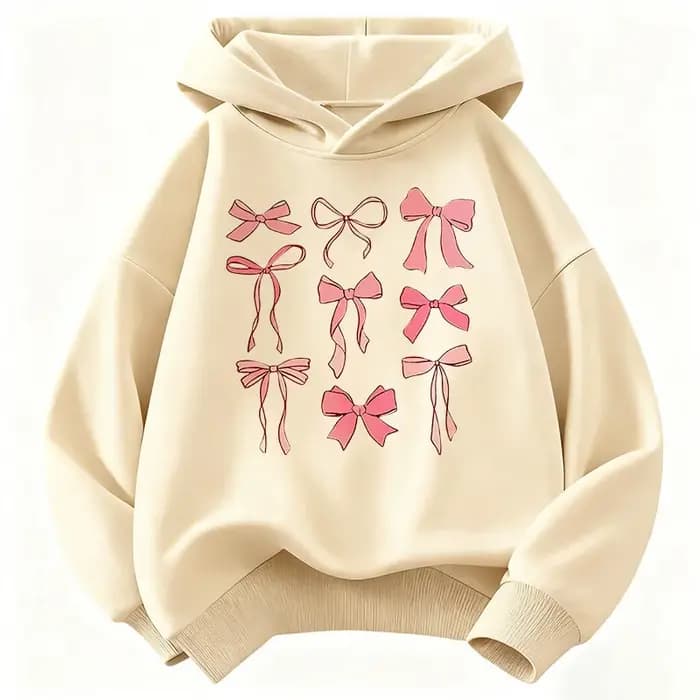 Sweat-shirt à capuche rose avec nœud pour filles