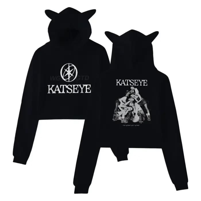 Katseye Tour 2025 Merch sweat à capuche pour filles chat oreille culture pull vêtements décontractés